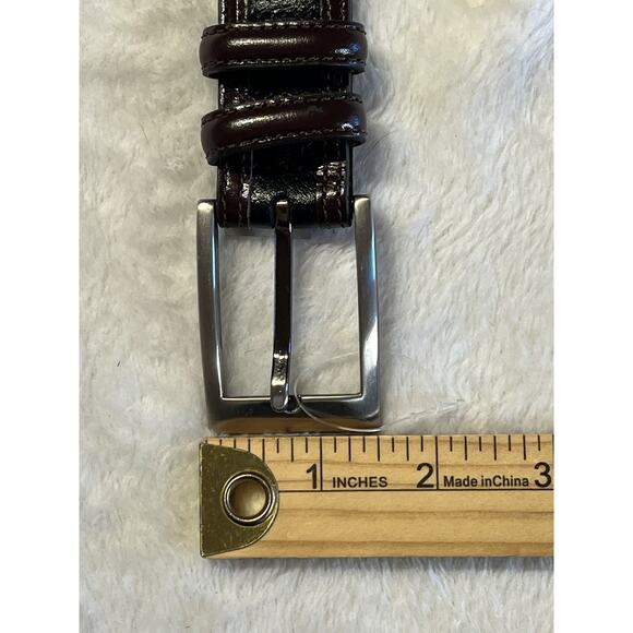 New Johnston Murphy 36 Mens Dress Belt Black Brown Silver Buckle 76-44049 - Picture 3 of 16